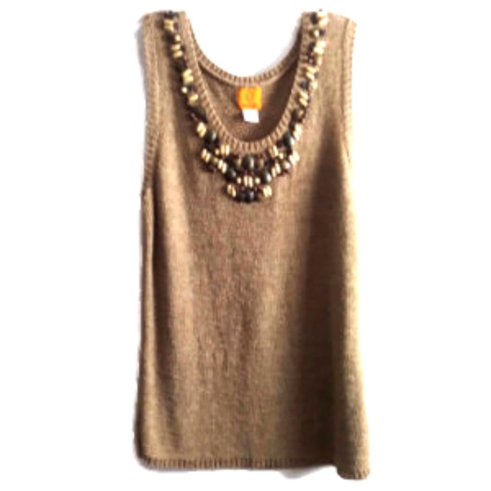 Ruby Rd. Beaded Neck Knit Shell Top - image 2